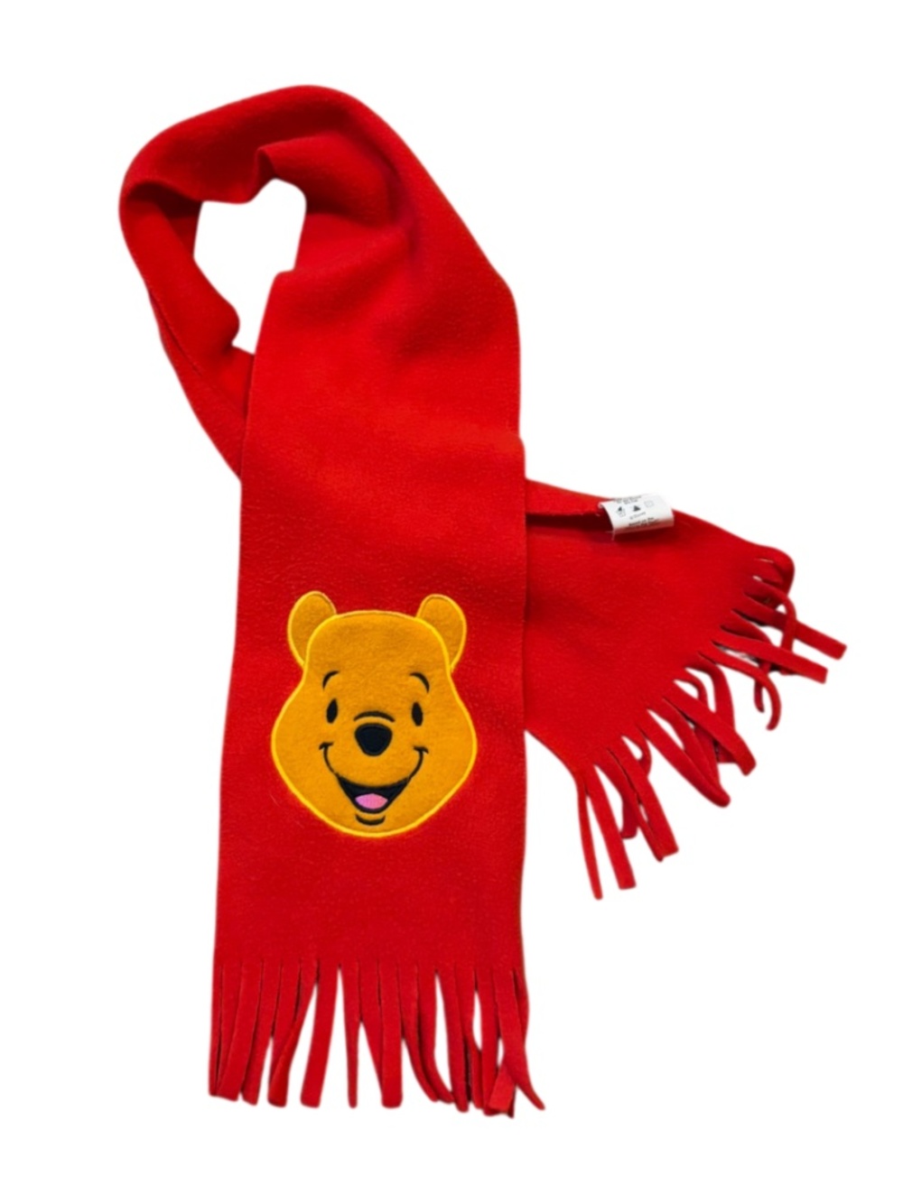 Winnie the Pooh fleece scarf with embroidered graphic of Pooh